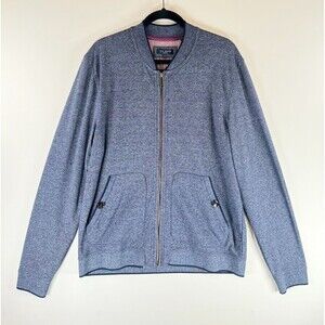 Ted Baker Mens Sweater Blue Ace Full Zip Knit Stretch Pockets Casual Size Small